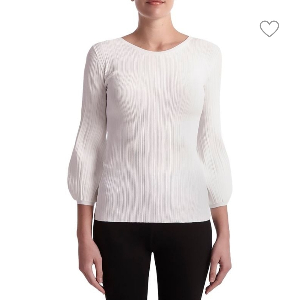 CAPSULE 121 Guide Puff Sleeve Lightweight Sweater in white size Small